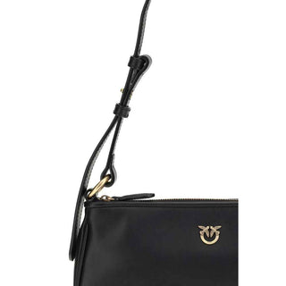 PINKO Black Calf Leather Bos Taurus Shoulder Bag