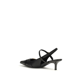 PINKO Black Calf Leather Bos Taurus Mid Heel Pumps