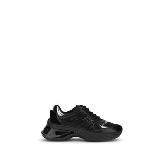 PINKO Black Calf Leather Bos Taurus Chunky Sneakers