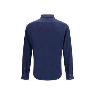 Brunello Cucinelli Blue Linen Dress Shirt