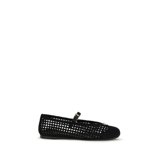 Prada Black Cotton Ballet Flats