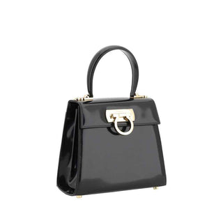 Ferragamo Black Calf Leather Bos Taurus Handbag