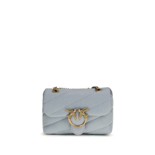 PINKO Light Blue Calf Leather Bos Taurus Shoulder Bag
