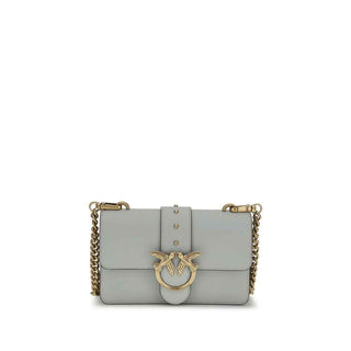 PINKO Gray Calf Leather Bos Taurus Shoulder Bag