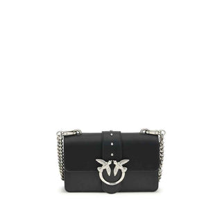 PINKO Black Calf Leather Bos Taurus Shoulder Bag