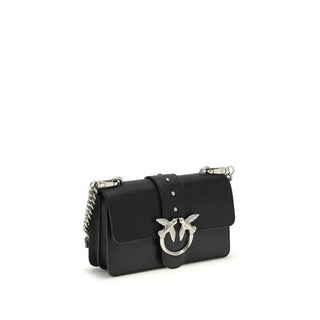 PINKO Black Calf Leather Bos Taurus Shoulder Bag