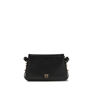 PINKO Black Calf Leather Bos Taurus Shoulder Bag