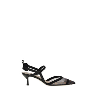 Fendi Black Nylon Platform Pumps