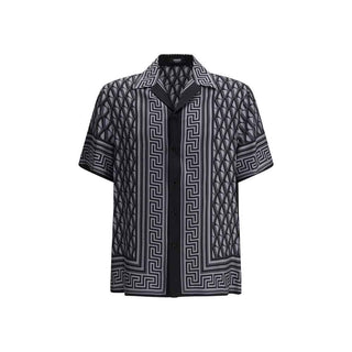 Versace Gray Silk Pattern Shirt