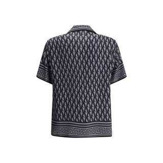 Versace Gray Silk Pattern Shirt