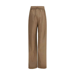 Max Mara Beige Fleece Wool Casual Pants