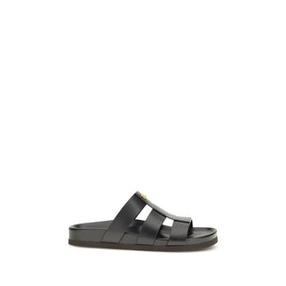 Valentino Garavani Black Calf Leather Bos Taurus Sandals