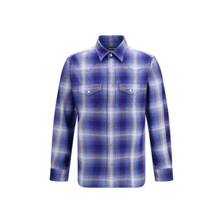 Tom Ford Blue Cotton Pattern Shirt