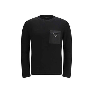 Prada Black Fleece Wool Sweatshirt