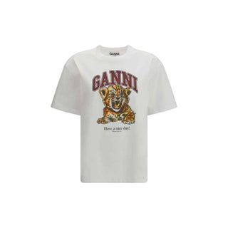 Ganni White Cotton T-Shirt