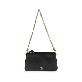 PINKO Black Calf Leather Bos Taurus Shoulder Bag