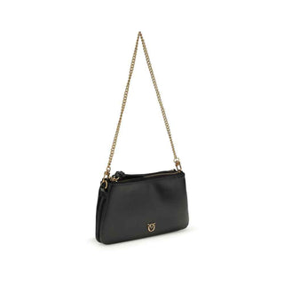 PINKO Black Calf Leather Bos Taurus Shoulder Bag