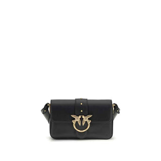 PINKO Black Calf Leather Bos Taurus Shoulder Bag