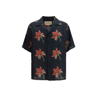 Valentino Black Linen Pattern Shirt