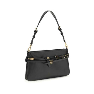 PINKO Black Calf Leather Bos Taurus Shoulder Bag