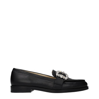 Jimmy Choo Black Leather Slip-On Loafers
