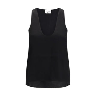 SA SU PHI Black Silk Sleeveles T-Shirt
