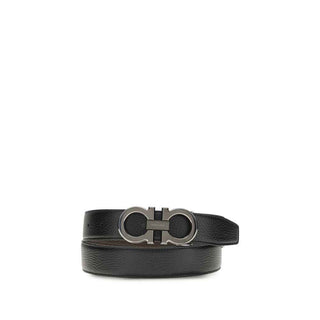 Ferragamo Black Calf Leather Bos Taurus Regular Belt