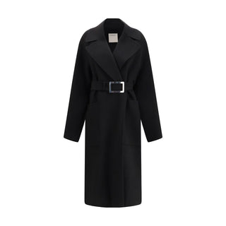 Max Mara Black Fleece Wool Coat