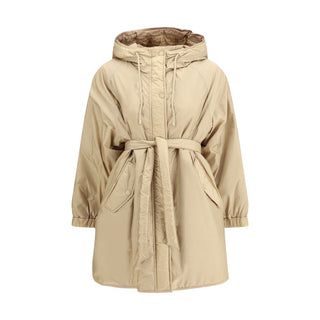 Max Mara Beige Polyester Full-Length Jacket