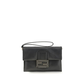 Fendi Black Calf Leather Bos Taurus Clutch Bag