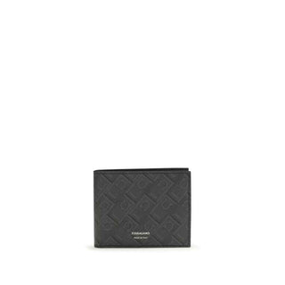 Ferragamo Black Calf Leather Bos Taurus Wallet