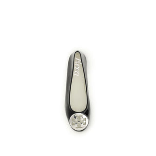 Tory Burch Black Calf Leather Bos Taurus Ballet Flats