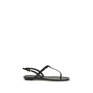 Prada Black Calf Leather Bos Taurus Flip-Flop Sandals