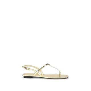 Prada Silver Calf Leather Bos Taurus Flat Sandals