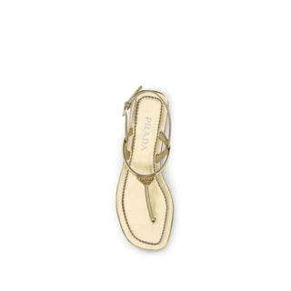 Prada Silver Calf Leather Bos Taurus Flat Sandals
