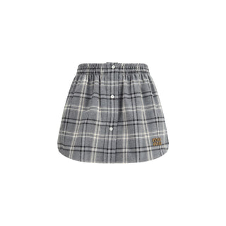 Miu Miu Gray Cotton Mini Skirt