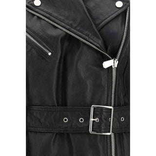 PINKO Black Goatskin Sleveless Jacket