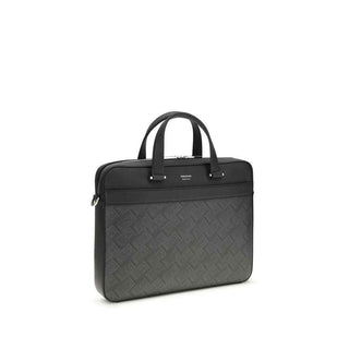 Ferragamo Gray Calf Leather Bos Taurus Briefcase