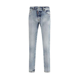 Dsquared² Blue Cotton Straight-Leg Jeans