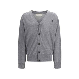 Ami Paris Gray Merino Wool Cardigan