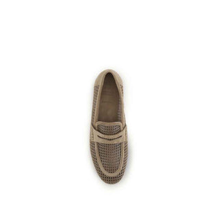 Brunello Cucinelli Beige Calf Leather Bos Taurus Slip-On Loafers