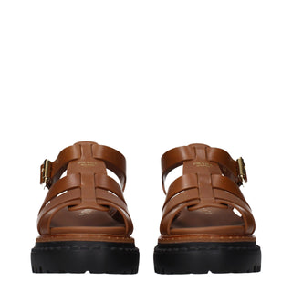 Prada Brown Leather Platform Sandals
