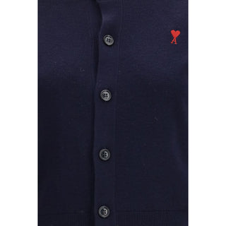 Ami Paris Blue Merino Wool Cardigan