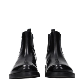 Prada Black Leather Ankle Boots