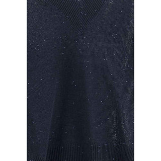 Brunello Cucinelli Blue Linen Sweatshirt
