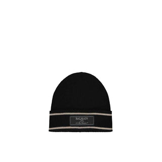 Balmain Black Merino Wool Beanie