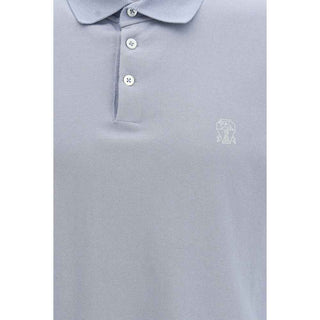 Brunello Cucinelli Blue Cotton Polo Shirt
