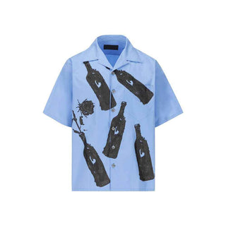Prada Blue Cotton Pattern Shirt
