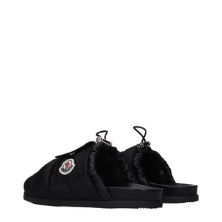 Moncler Black Fabric Slippers