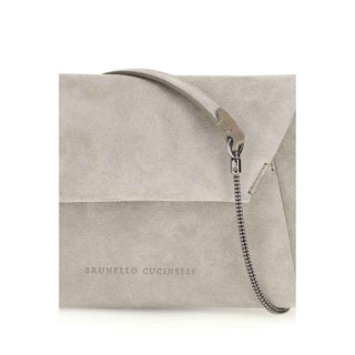 Brunello Cucinelli Gray Calf Leather Bos Taurus Shoulder Bag